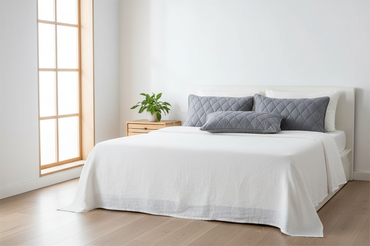Grey Quilted Pillow Hero - Scandinavian Style